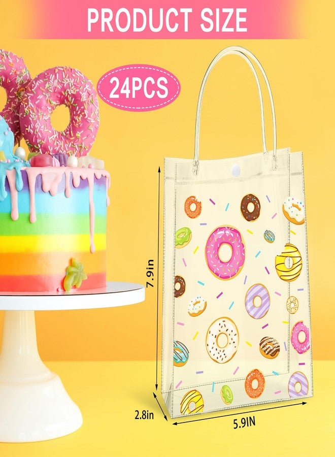 Saypacck أكياس هدايا بلاستيكية شفافة من Saypack، 24 قطعة، بنمط الدونات، مزودة بمقابض، مثالية لتزيين حفلات أعياد الميلاد (5.9 × 7.9 × 2.8 بوصة). - Image 2